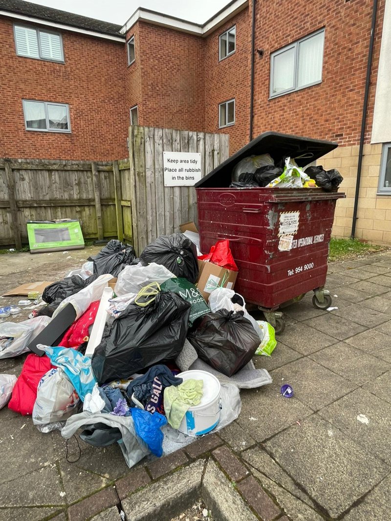 Waste at communal bins M11 3LN